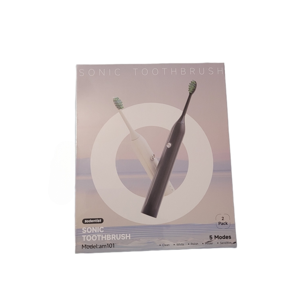 NWOT   Sodentist   Sonic Toothbrush  2 pack  Black & White